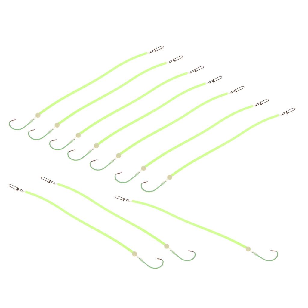 10 Pcs Anti Bright Hair Rigs Carp Fishing Barbed Hook 4 Size
