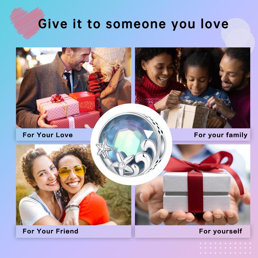 Copper SeaThemed Zirconia Starfish Sea Waves Bead Charms Charm Compatible With Authentic Charm Bracelets Women Do It Yourself Jewellery Gift