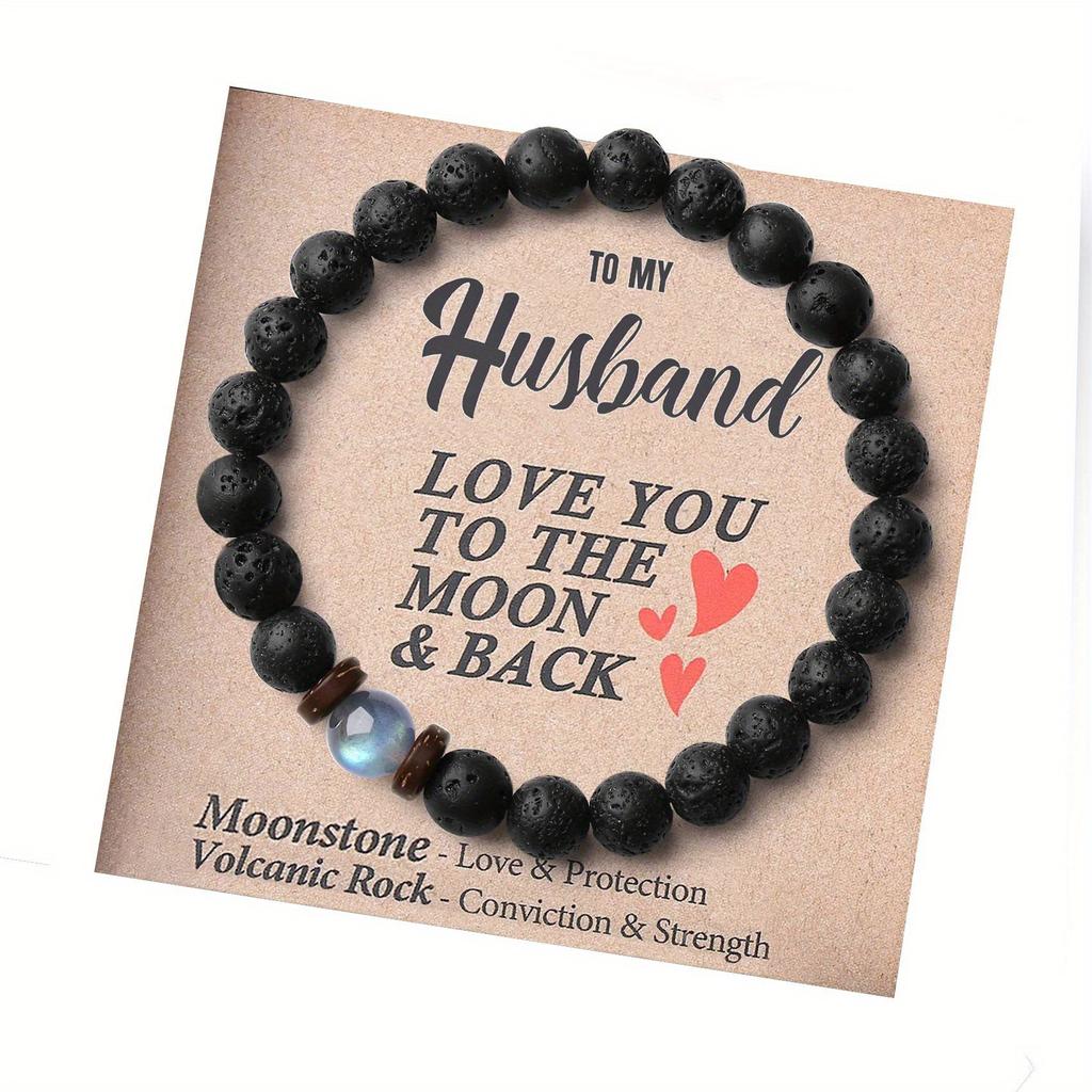 Für meinen Sohn Armband von Mama Armband Naturvulkanstein Armband Lavastein Armband Trendiger Schmuck Geschenk für Papa/Ehemann/Sohn