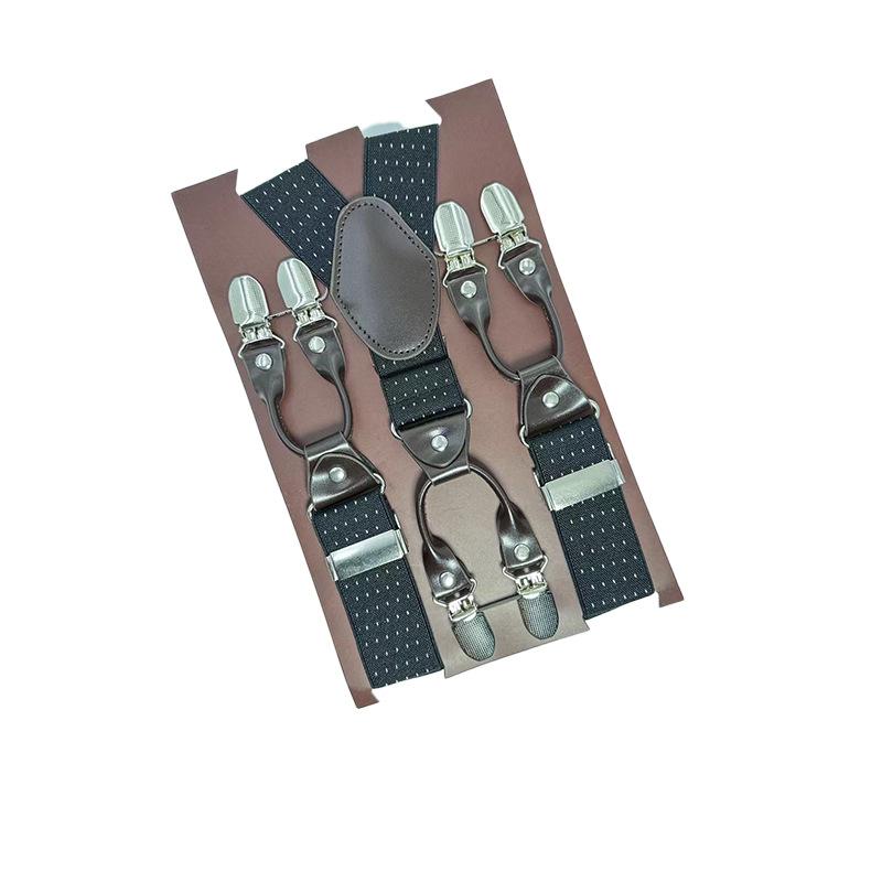 6 Clips Men'S Suspender Belt, Strap Thickened Elastic Belt, High-Quality Hardware Accessories