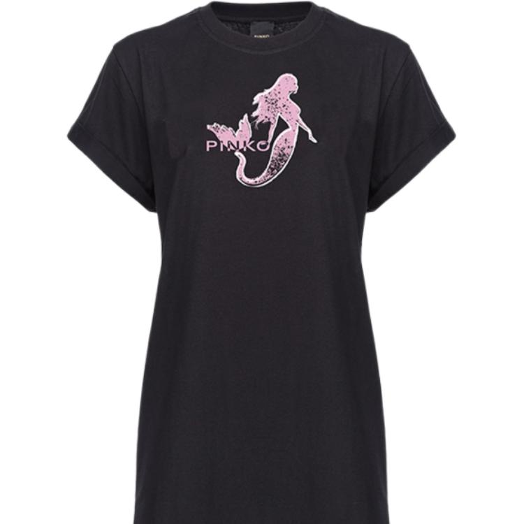 PINKO Mermaid Print Long Sleeve T-Shirt Women tops Black 100992A1OC-Z99