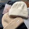 Knitted Beanie Hat Women Soft Warm Hand Crochet Bonnet Caps Solid Color Thick Winter for Girl Thermal Ear Protection Outdoor Hat