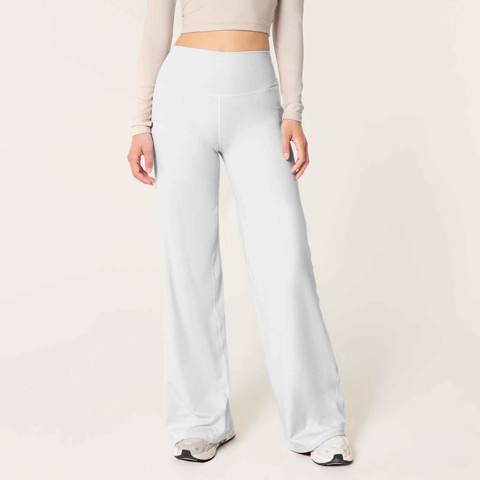 

Широкие брюки для женщин, брюки для йоги, спортивные штаны с высокой талией и карманами, эластичные брюки, удобные спортивные спортивные штаны для тренировок XL белый