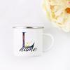 Personalisierte Blumige Initialen Namensbecher Benutzerdefinierter Name Tee Kaffee Heiße Schokolade Tasse Braut Brautjungfer Muttertag Geschenk für Sie