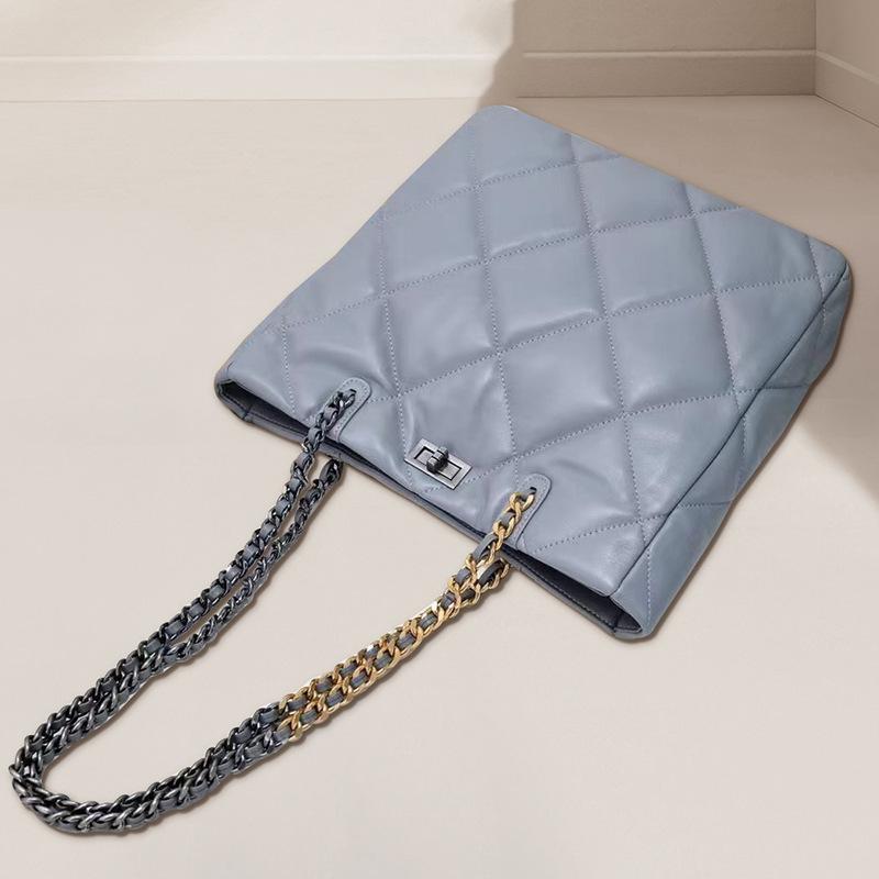 Leather Small Fragrant Wind 19Bag Shopping Bag Sheepskin Rhombus Chain Tote Bag Shoulder Bag Large Capacity Women'S Bag