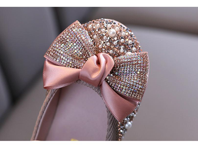 2025 Girls' Spring & Autumn Casual Diamond Bow Dance Shoes for Children