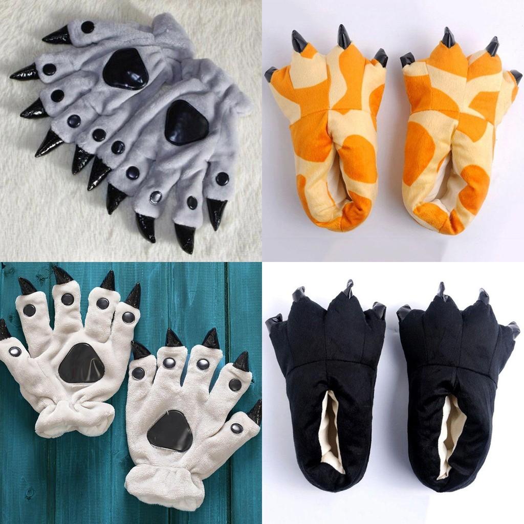 Cozy Dinosaur Cosplay Costume Slippers With Soft Plush Paw Shoes For Winter Warmth