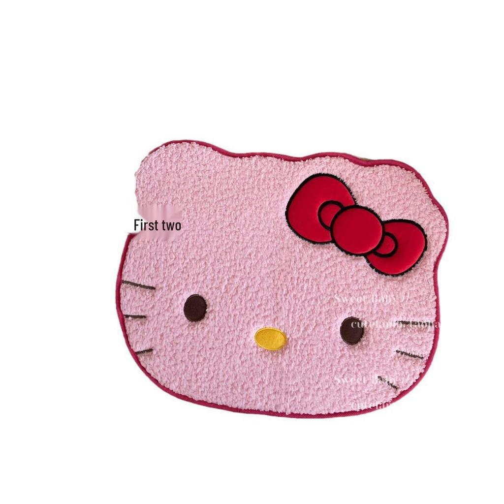 Cartoon Kitty Faux-Kaschmir Fußmatte - Unregelmäßige Form, Wasserabsorbierende Tür-/Badezimmermatte