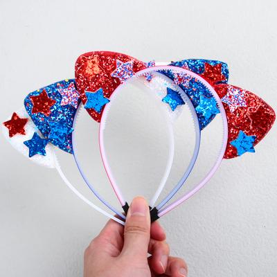 Fashion USA Independence Headbands for Girls Cat Ears Hairbands Glitter Star Headbands Headwear Girls Kids Hair Accessories