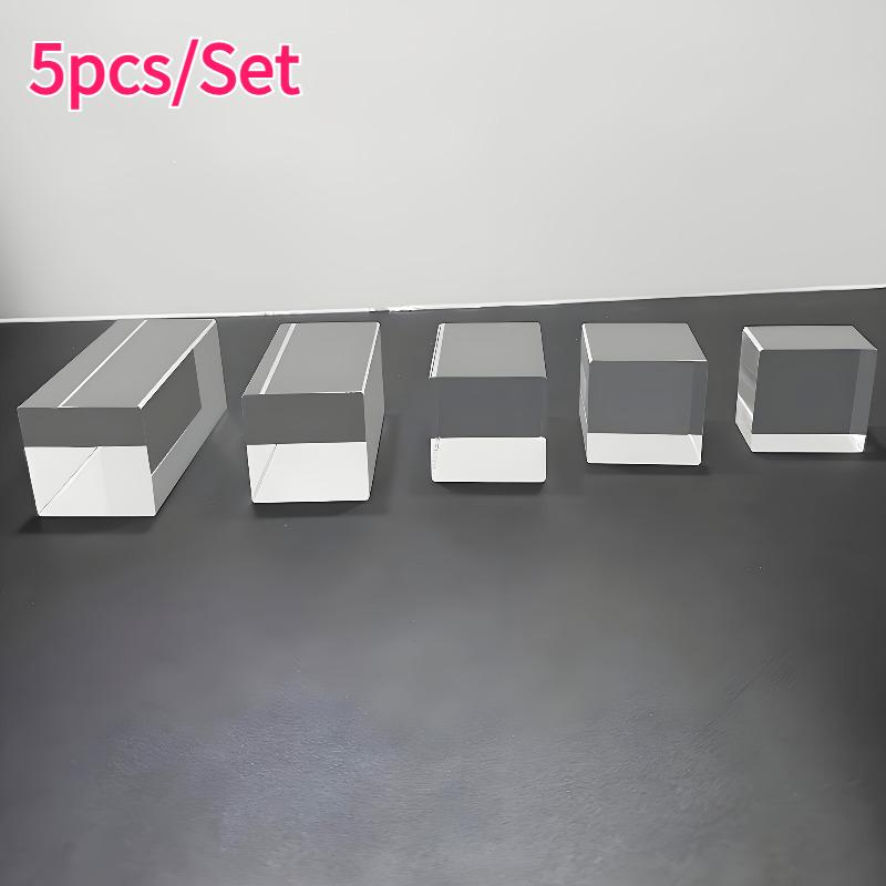 

5pcs Transparent Acrylic Column Display Stand 3D Square for Dessert Cake Merchandise Cosmetics Jewelry Bases Decor Accessories