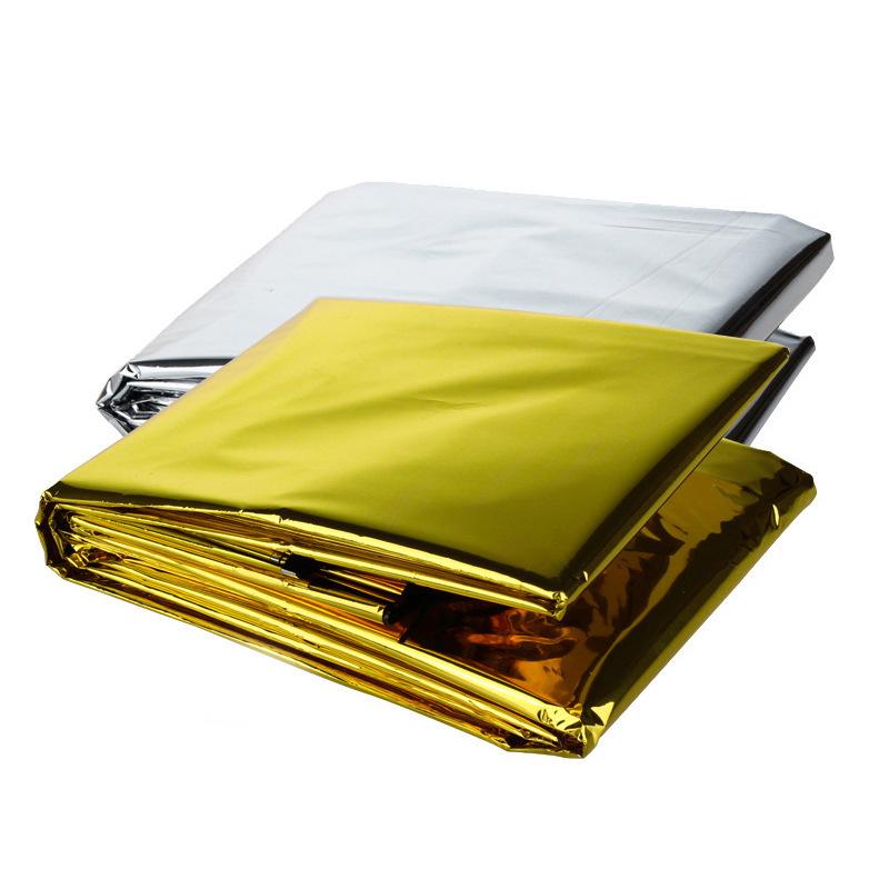 Portable Windproof Thermal Blanket: Emergency Earthquake, Cold Protection, Gold/Silver PET Survival Blanket