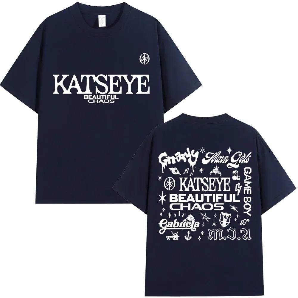 Korean Katseye Beautiful Chaos Tour T Shirt Kpop Vintage Harajuku Fashion Y2K Men Women T-shirt Cotton Loose T Shirts Fans Gifts