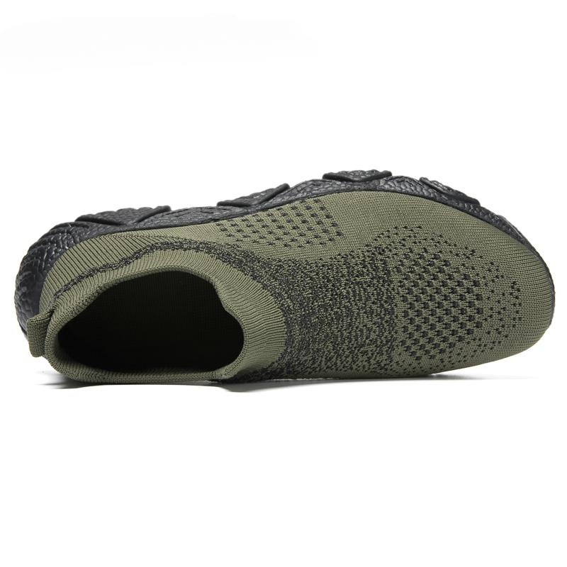 Men's Breathable Knitted Sneakers Slip-on Plus Size 39-47 Casual Sports Shoes Non-slip Lightweight Walking Footwear