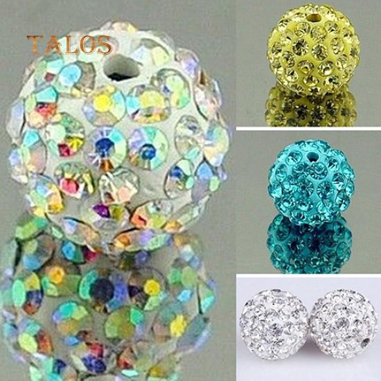 20Pcs 10mm Czech Crystal Stones Pave Clay Round Disco Ball Spacer Beads Accessories