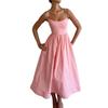 European and American Women's Clothing, New Spring Models, Elegant Temperament, Solid Color High-waisted Pendulum Suspender Dress