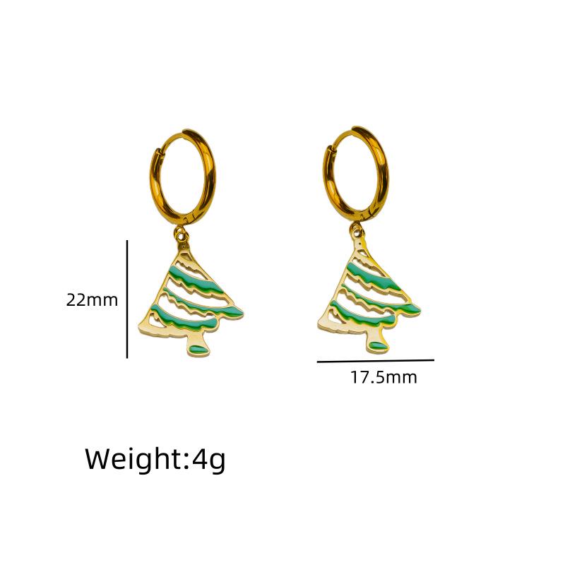 New Fashion Christmas Earrings: Creative Snowman & Tree Design In Stainless Steel