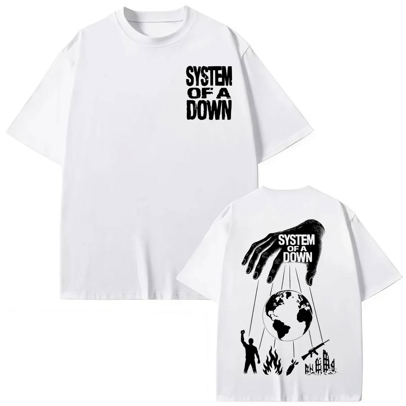 

System of A Down Футболка з двостороннім принтом Чоловіки Жінки Одяг Рок Мода Футболки Високоякісна Бавовна Футболка з коротким рукавом XXL білий