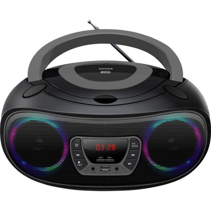 FM Denver TCL-212BT 111141300012 AUX, CD, USB, Bluetooth Lumière Dambiance Gris 1 Pc(s)