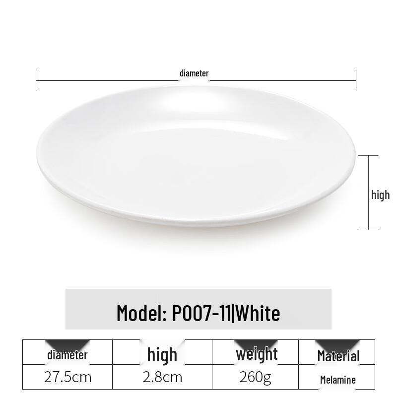 Commercial Melamine Large Round Shallow Serving Plate, 5-Pack