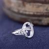 Ring Blank (10x14mm/11x13mm Oval Blank) Adjustable Sterling Silver Ring Base Long-Lasting White Gold Plated 925 Silver Ring Setting R693B