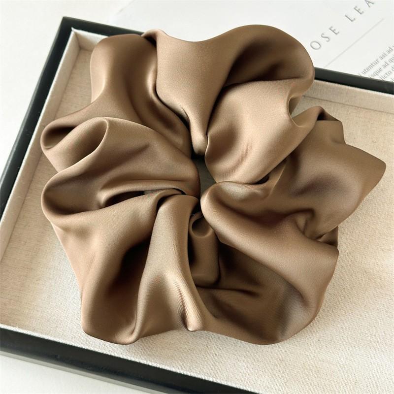 

New High-end Style Hairband with High Elasticity, Satin Surface, Large Size, Large Intestine Hairband for Women, Silk Ribbon for Ponytail колір світло кави