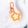 Metal Open Ring Keyrings Colorful Resin Five-Pointed Star Bell Pendant Keychain For Women Girl Car Hanging Trinket Key Holder