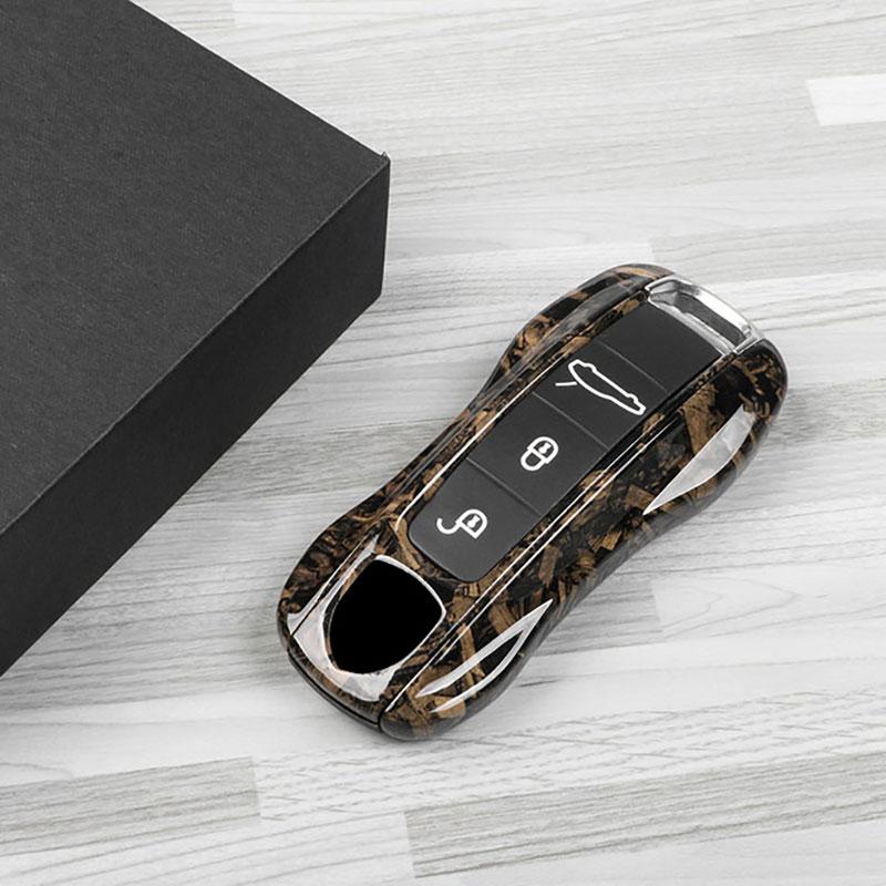 AABKS1 Luxury Plastics Wood Texture Design Car Key Case Fob Cover for Porsche Panamera Macan Boxster Cayman Cayenne 911 718