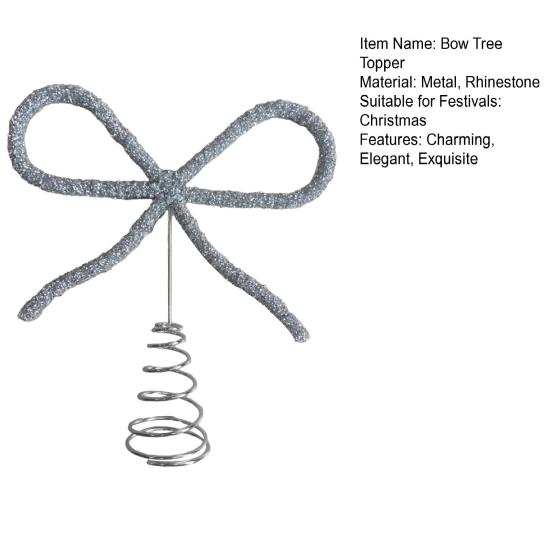 9,8" Mašle s kamínky Špička na stromek Zlatá/Stříbrná Mašle s kamínky Ozdoba na špičku stromku na Vánoce, svátky, svatbu, narozeninovou oslavu