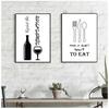 Life Minimalist Poster Picture For Kitchen Home Deco Nordic Wall Art Canvas Print Black And White Cartoon Painting Pop Tableware