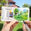 Travel portable painting set mini watercolor paint acrylic box portable ledger sketchbook color palette small drawing board