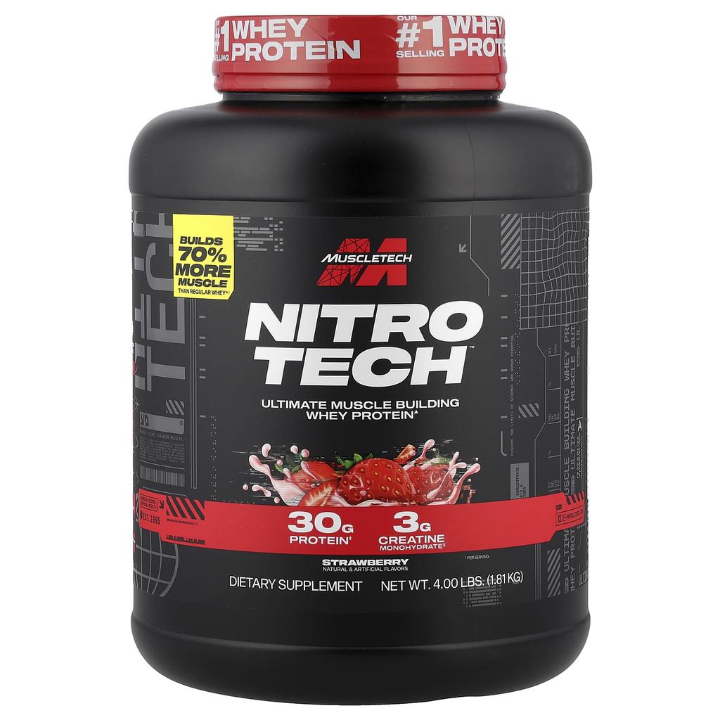 Performance Series, Nitro Tech, Whey Isolate Peptides & Primary Sources, Strawberry, 1.81Kg(4Lbs)