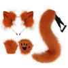 Fluffy Animal Ears Headband With Tail Gloves Set Halloween Party Cosplay Costume Accessory