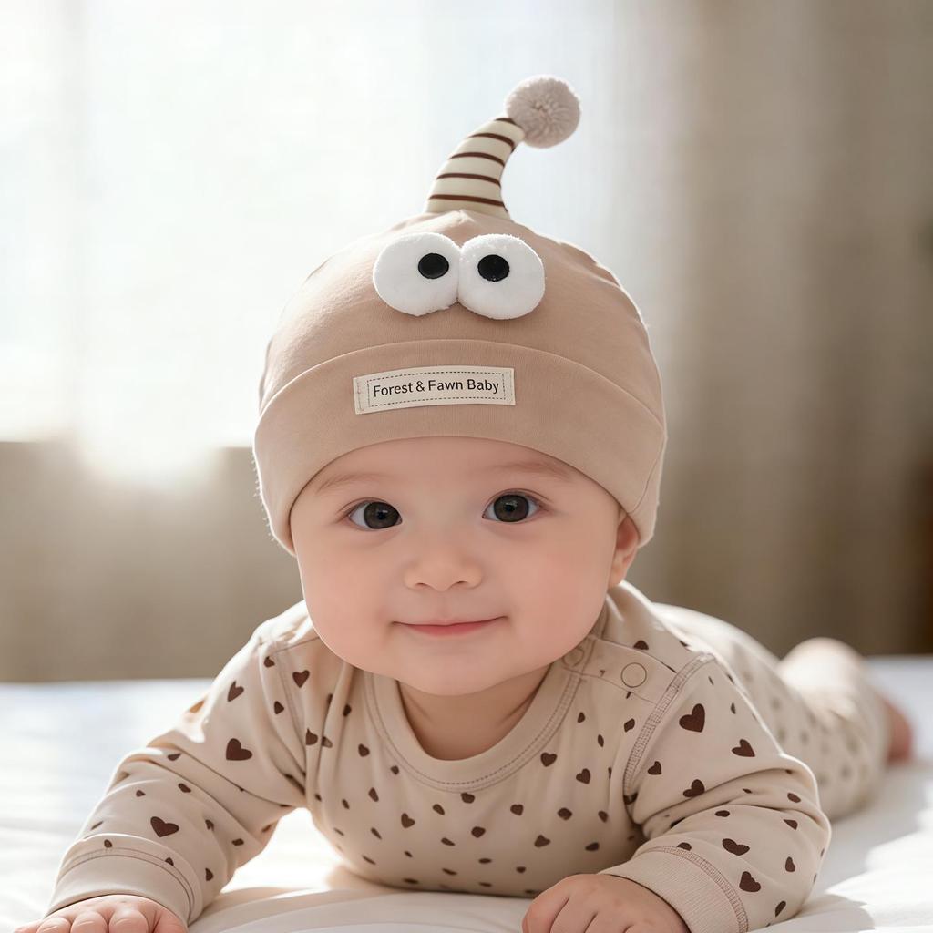 Frühlings-/Herbst-Neugeborenenhut: Dünner Baumwollpullover, Winddicht & Fontanellenschutz für Jungen und Mädchen
