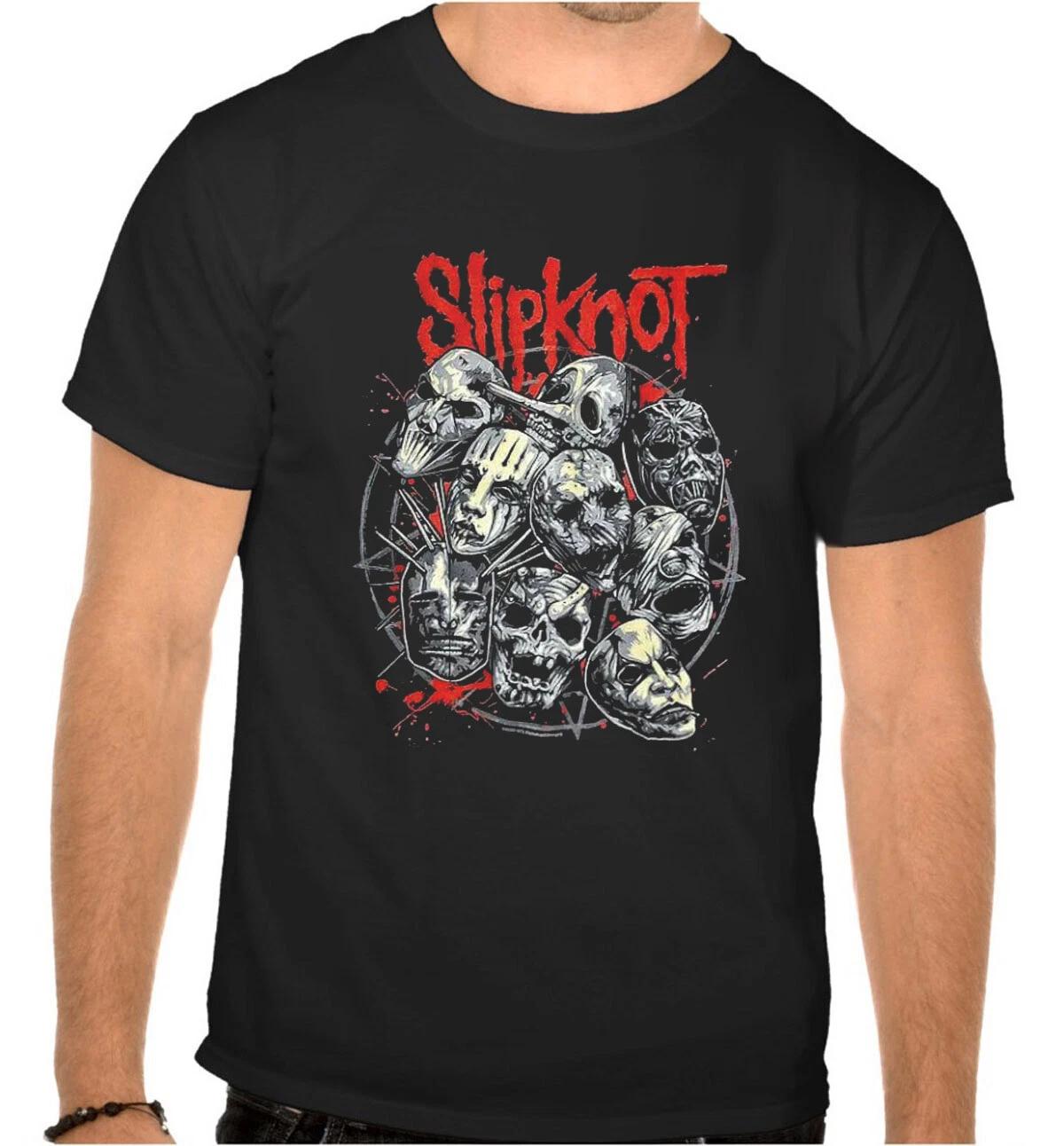 Slipknot Rock Music Logo Black 100% Cotton T-shirt Mens Tees Top -1070- 4XL