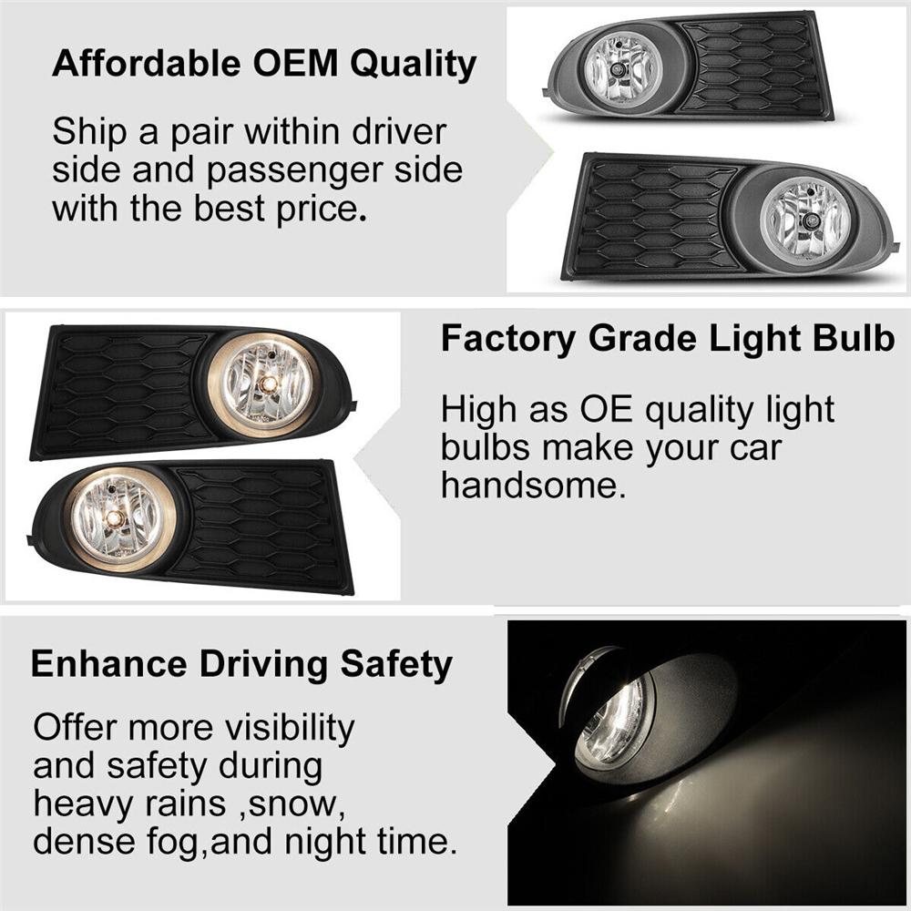 2Pcs Bumper Fog Light with Trim Cover Wiring Bulbs For Dodge Journey 2010-2020