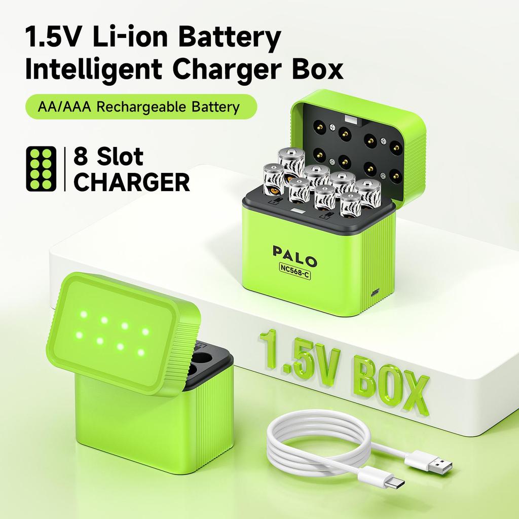 PALO 1.5V AA 3500mWh Rechargeable Battery AAA 1300mWh Lithium-ion Batteries With 8-slot Fast Intelligent Battery Charger