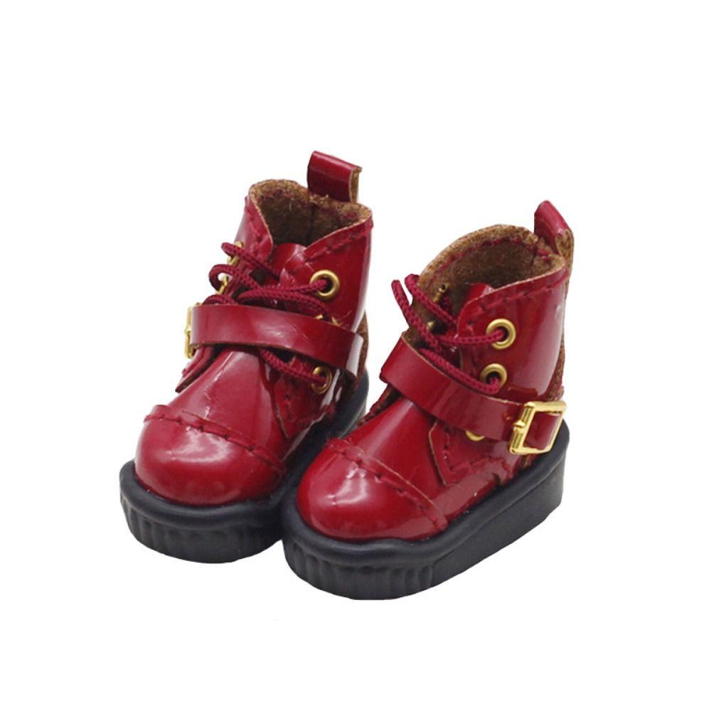 High-top OB11 Doll Shoes PU Leather 1/12 Bjd Doll Boots  Middle Blyth Doll