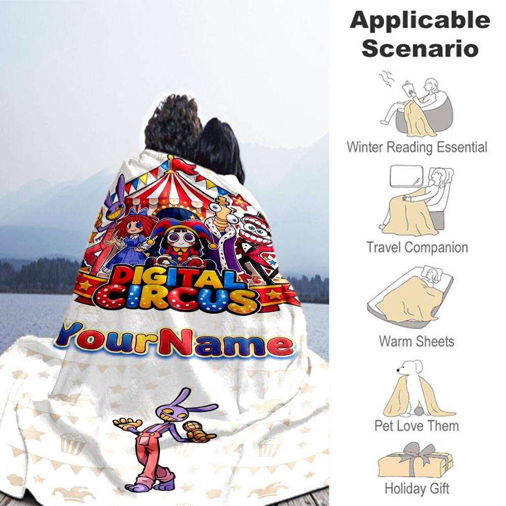 Digital Circus Personalized Name Blanket Gift Customizable Blanket Warmthful Decor Suitable for Office Chair Living Room Home Decor Livingroom
