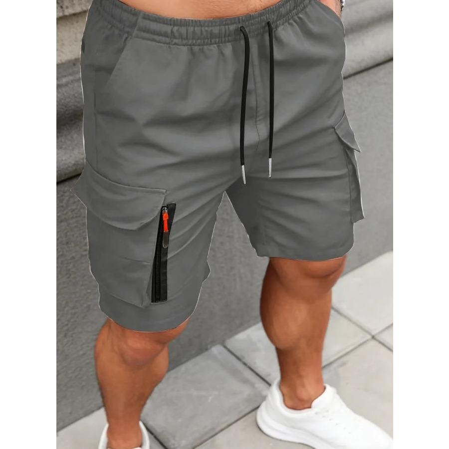 Men's Casual Shorts, Woven, Non-Stretch Fabric , Soft & Comfortable , Simple Solid Color Design , Ideal for Outdoor Jogging