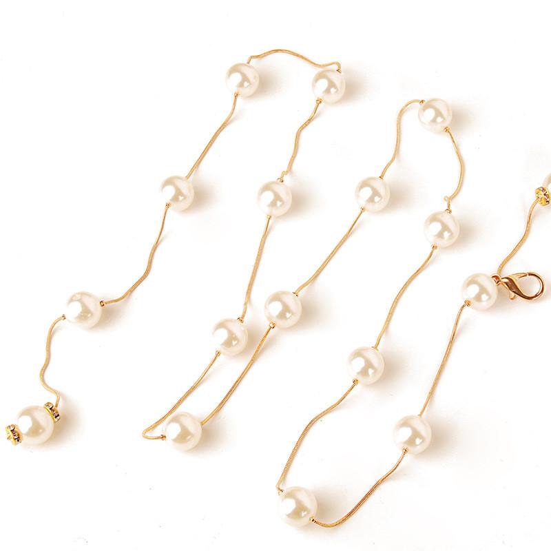 Pearl Metal Waist Jewelry For Women With Hook Fastening Elegant Dress Waist Chain