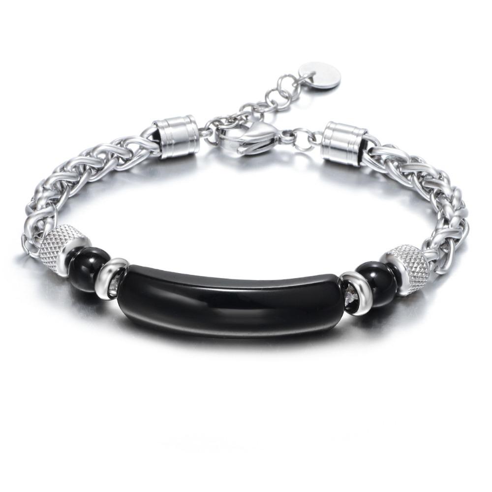 Stainless Steel Cuban Chain Bracelet Men Adjustable Unfading Tiger Eyes Obsidian Stone Bracelets Accessories Gifts