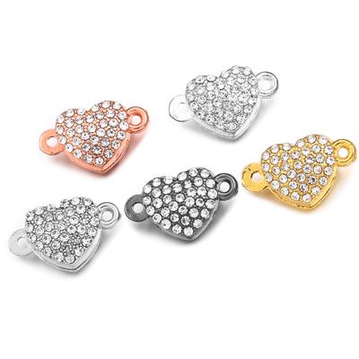 5pcs/lot Alloy Heart Magnetic Clasps Shiny Rhinestone Magnet Clasps Charms Connector For Jewelry Making DIY Bracelets Necklace