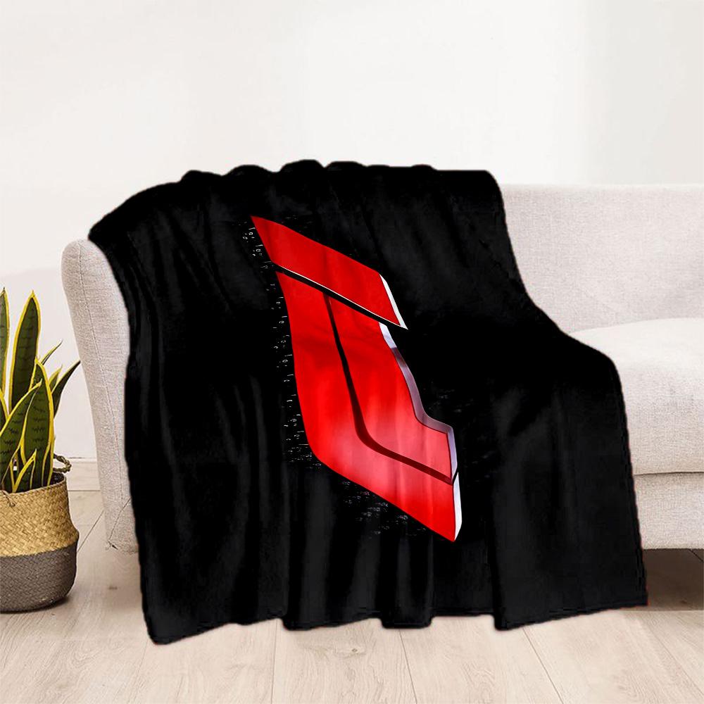 Bold Red And White Logo Design Flannel Blanket-Soft and Suitable for Sofas,Beds,Offices,Travel,All Seasons,Great Gift for Holidays and Birthdays.