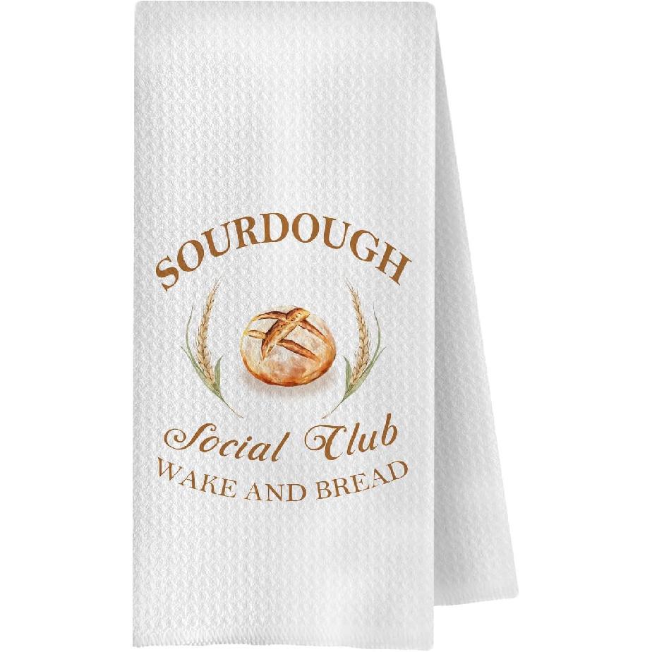 Sourdough Baker Gifts Kitchen Towels, Gifts for Baking Lovers Decorative Hand Towels, Sourdough Social Club Decor Dish Tea Towel for Kitchen Bakery, 001