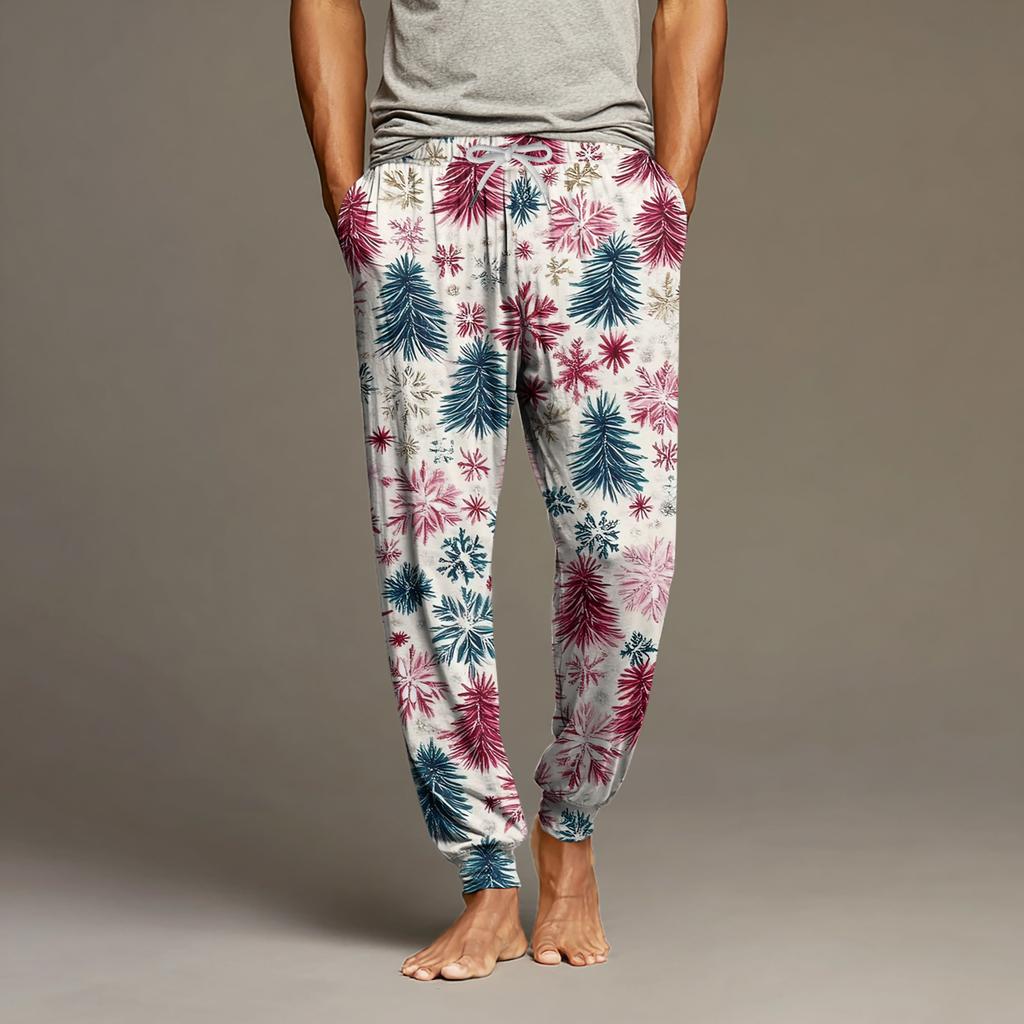 Men's Drawstring Pocket Cuffed Casual Pants Home Sleep Pants