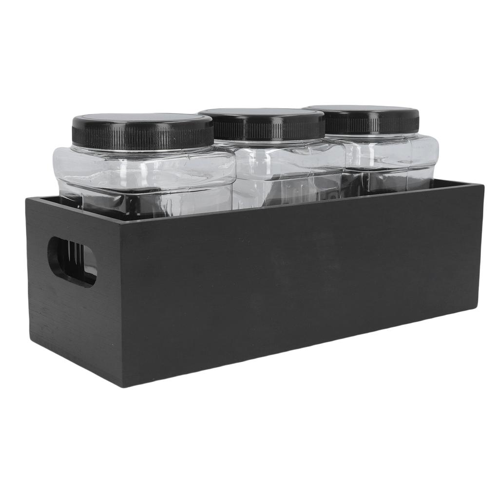 Dog Treat Container Solid Wood and Plastic Multifunctional Pet Food Storage Container for Home