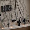 Street Vintage 90s Y2K Necklace Zinc Zinc Zinc Alloy Cross Pendant Halloween Punk Rock Necklace  Men Women