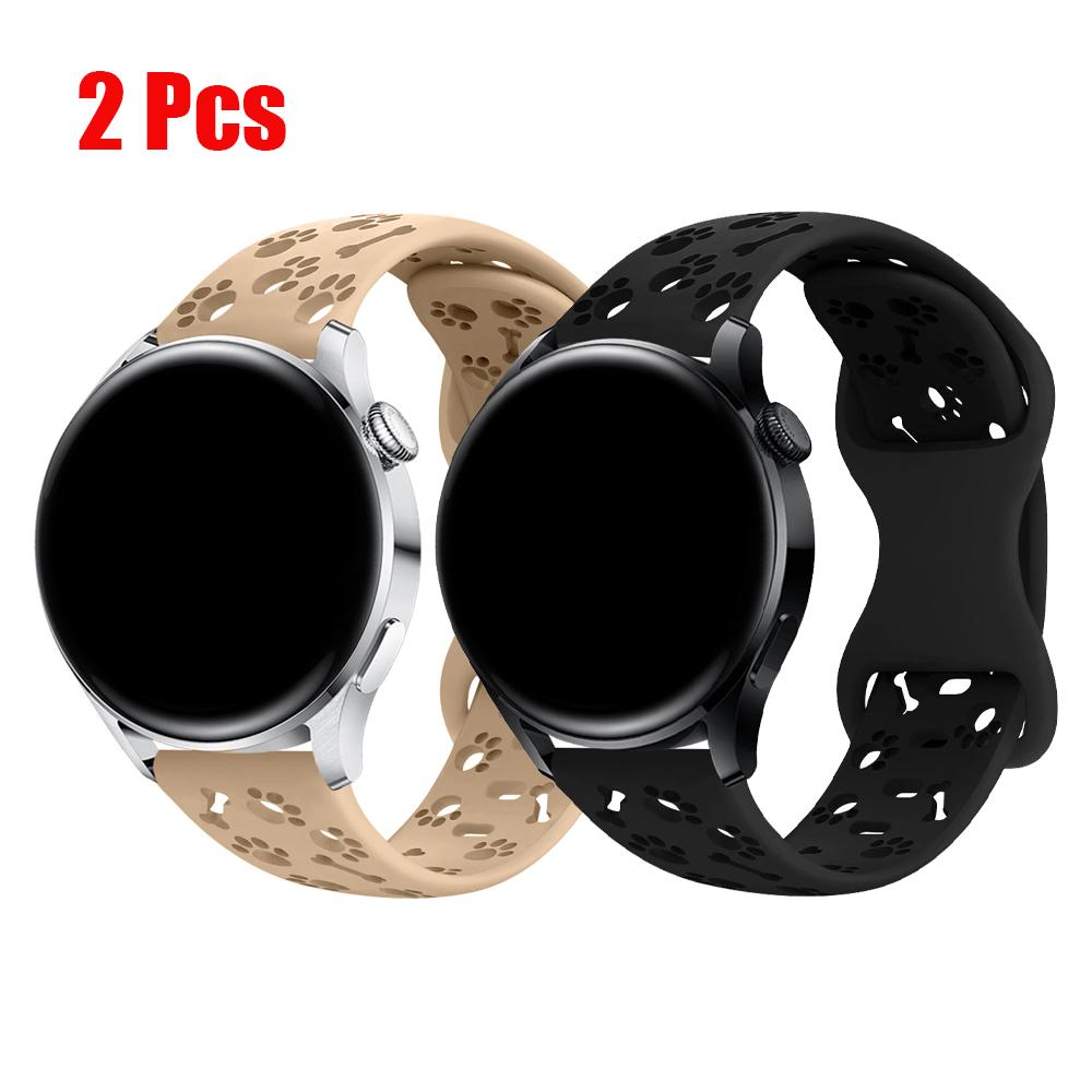 2 Pcs Straps for Samsung Galaxy watch 4/5/6/7 Engraved Dog Paw Bracelet Correa Wristband Belt HUAWEI watch GT 4/5/6/Pro Bands