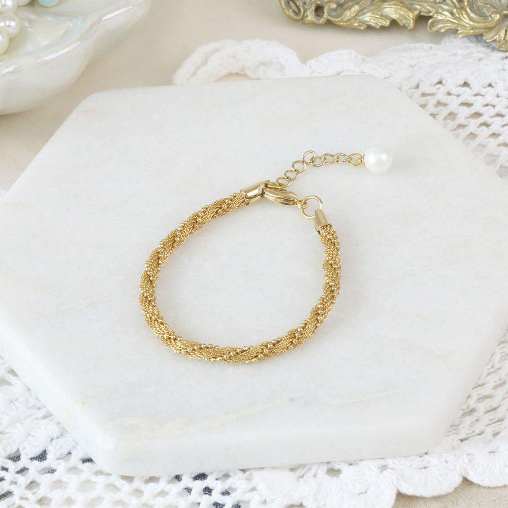 Diana Pearl Double-Strand Twisted Chain Bracelet