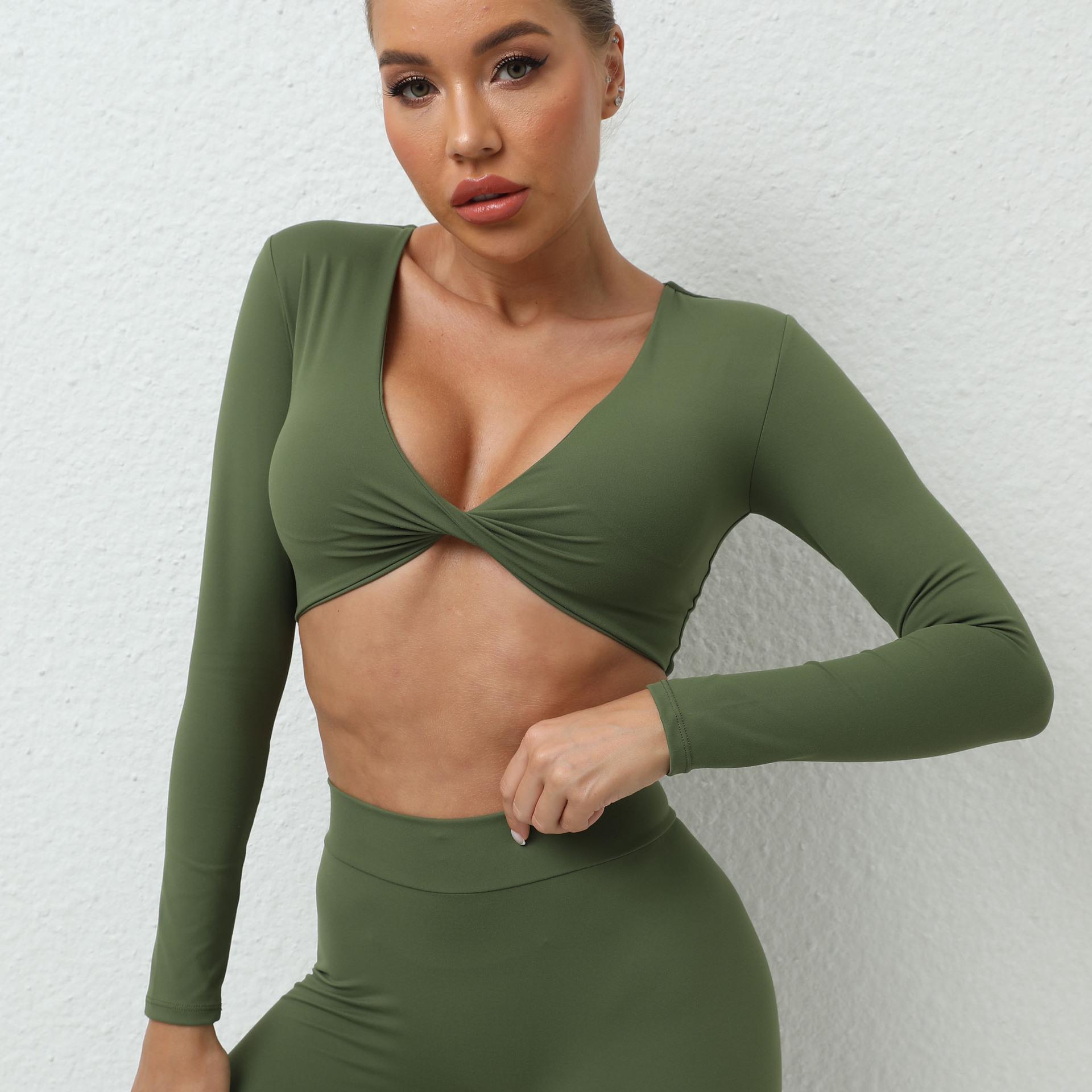 

Женский топ для йоги и фитнеса с длинным рукавом и эффектом «nude feel» - Европейский и американский стиль Medium